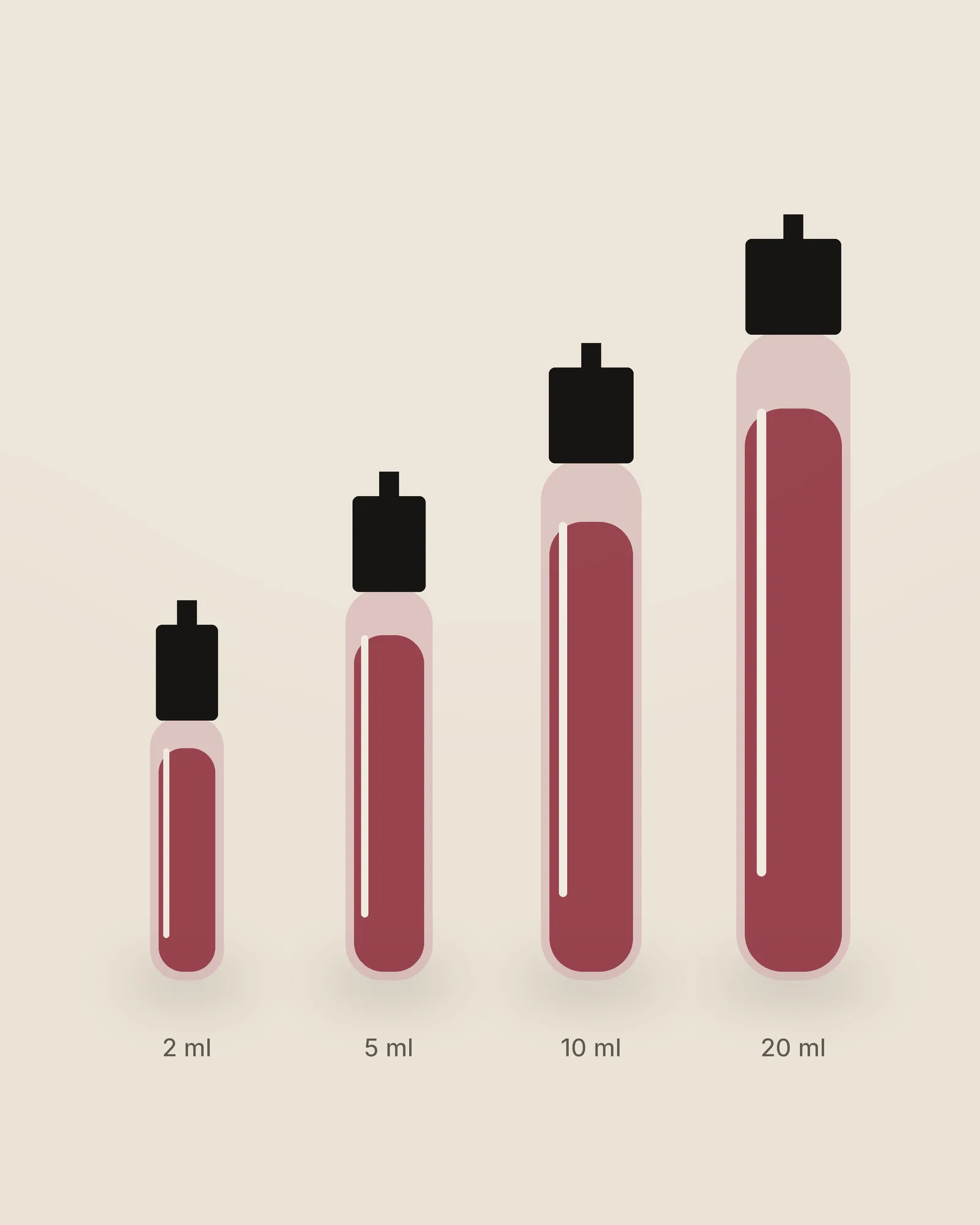 Glass decant atomisers in four sizes